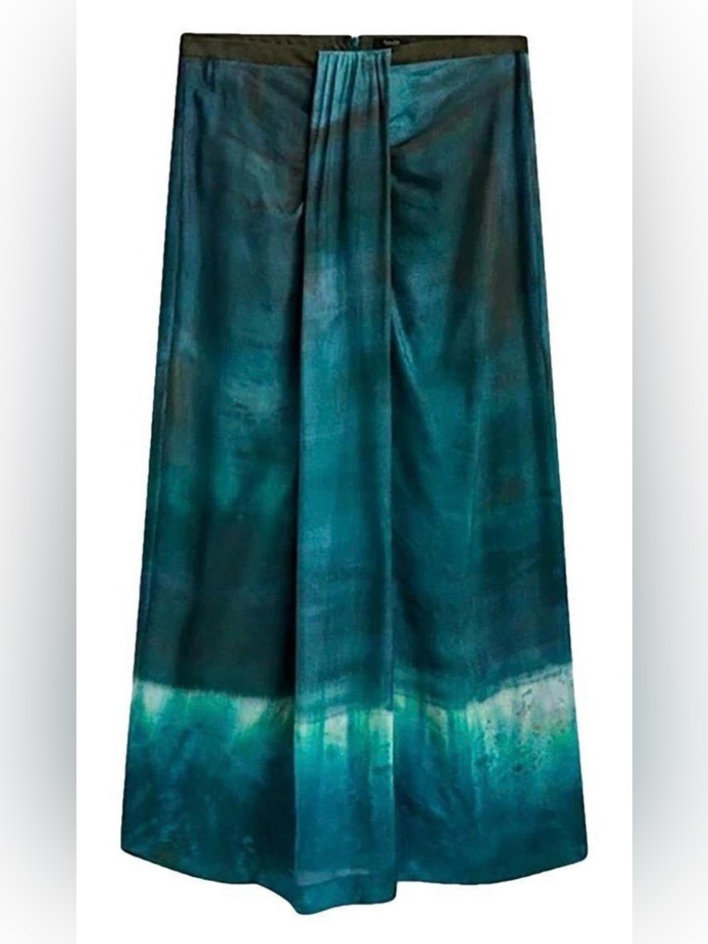 Massimo Dutti Linen Blend Ombré Watercolor Draped Midi Skirt US 4
